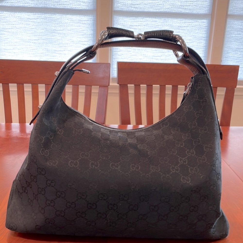 Authentic Horsebit Hobo GG Canvas Bag